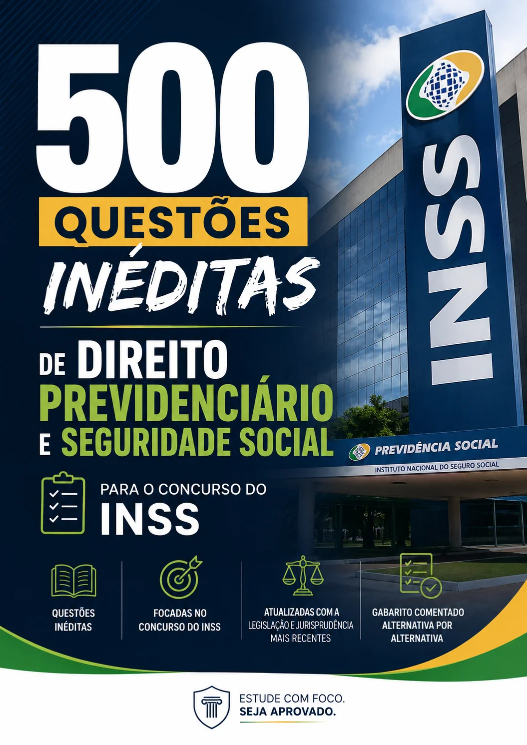 Capa do produto 500 questões inéditas para INSS